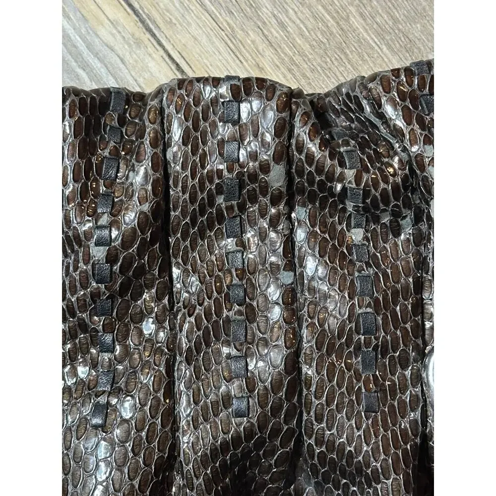 Brighton Breelan Python Snake Embossed Leather Handbag Purse Hobo Brown Grey